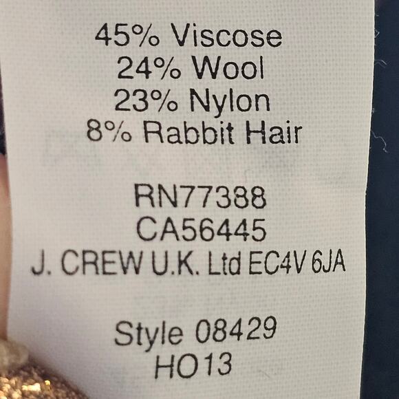 J. Crew Jeweled Starburst Wool Blend 3/4-Sleeve Sweater Back Zipper Gray Size S - Picture 8 of 9